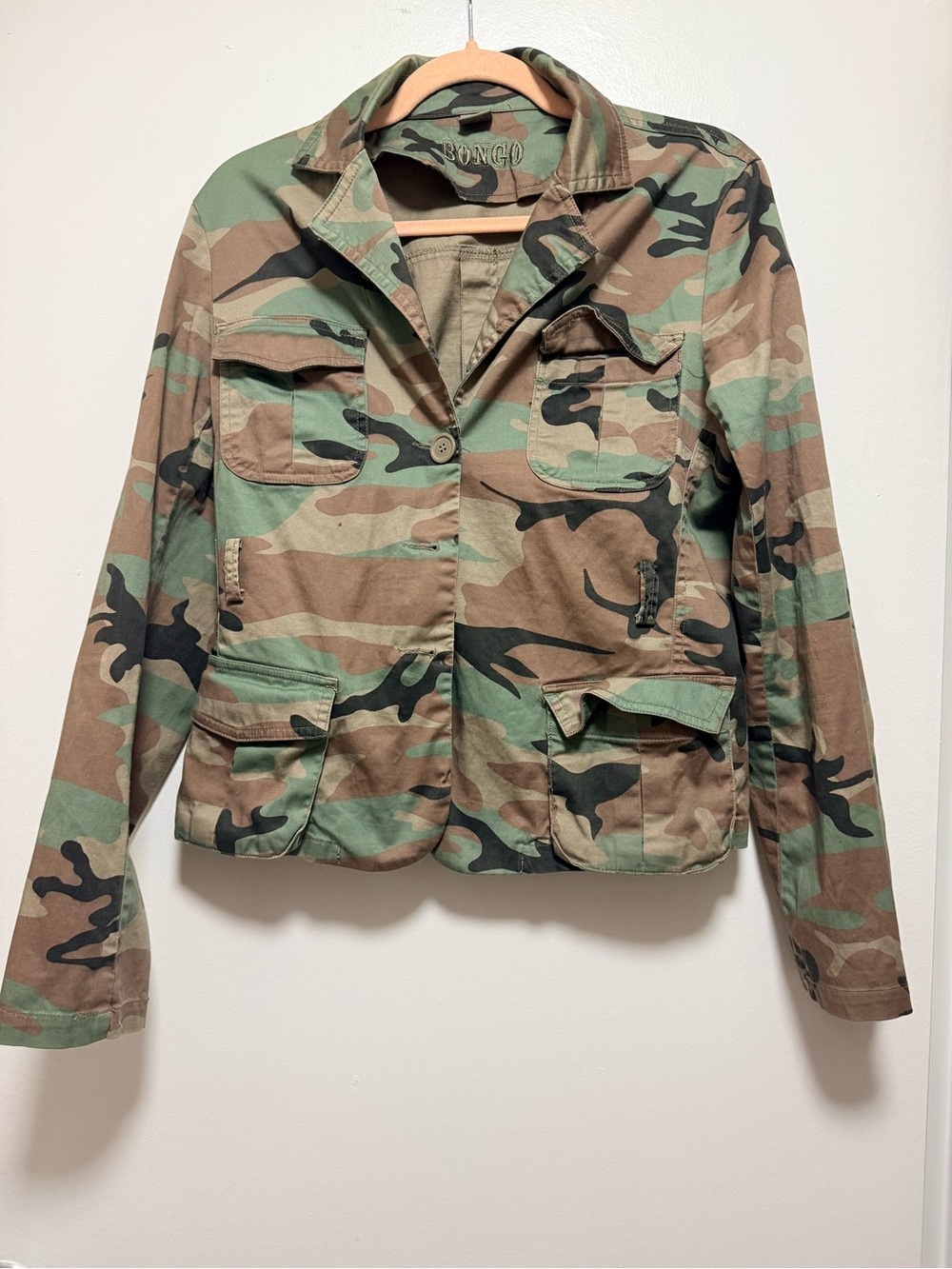 BONGO Women's Camo Utility Jacket - Green & Brown *missing buttons